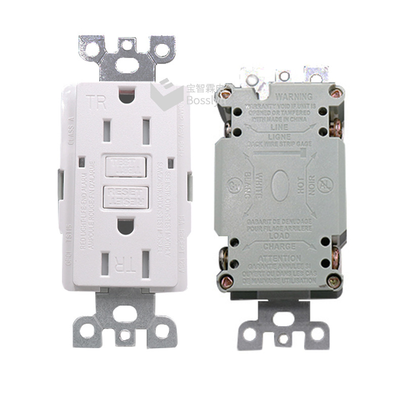 Bosslyn美式玻璃柜展示柜GFCI插座 美标漏电故障保护墙壁插座