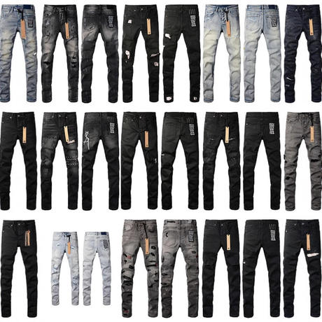 In-Stock High-Quality Ksb Jeans, Straight-Leg, Ripped, Stretchy, American High Street Style, Casual Men's Jeans, in Stock
