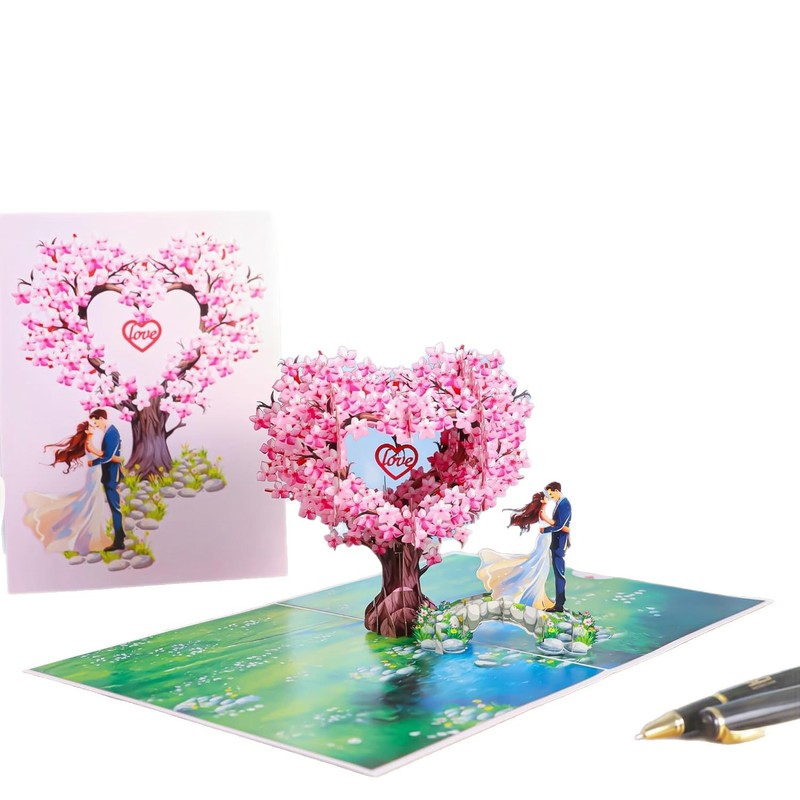 クロスボーダー新製品バレンタインデーグリーティングカード 3D ハートツリーギフトカード結婚式招待状紙立体グリーティングカード工芸品|undefined
