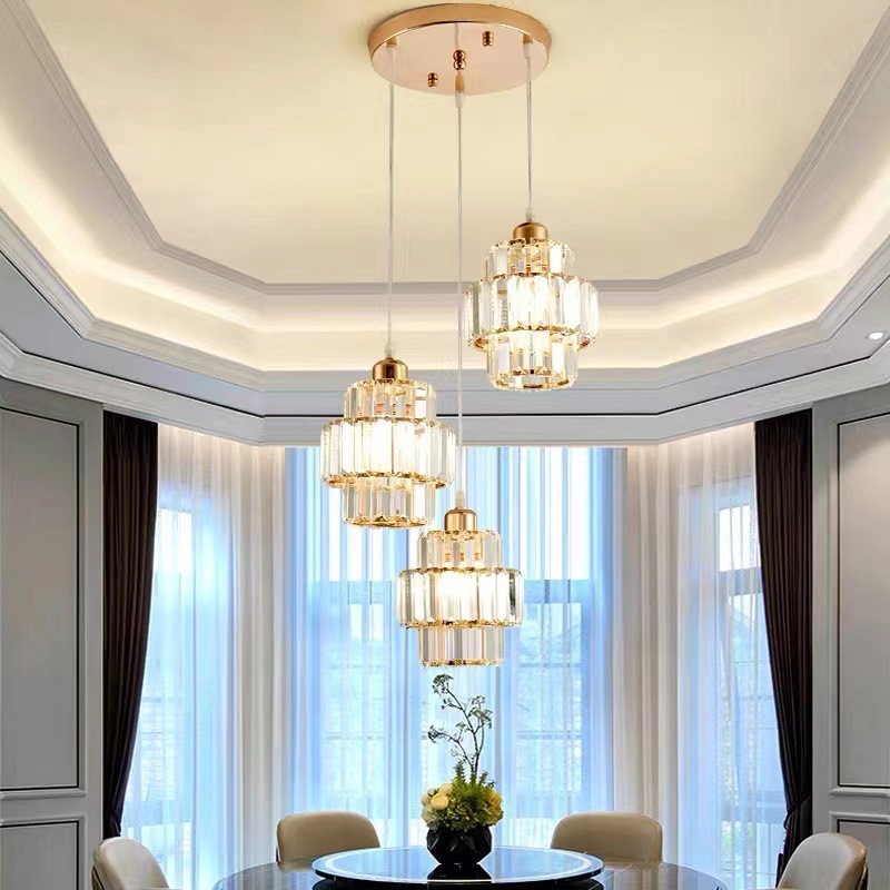 Luz de mesa moderna de comedor de cristal de lujo simple lámpara de comedor lámpara de bar personalidad creativa sala de té lámpara de cristal luz