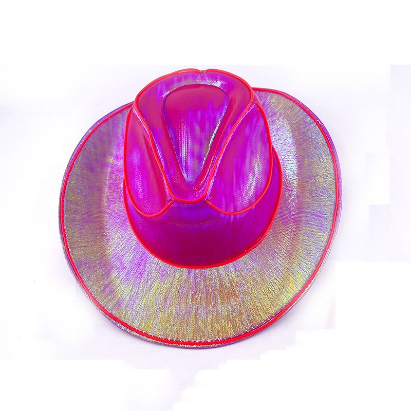 #550-4 玫红色底(红色)发光牛仔帽