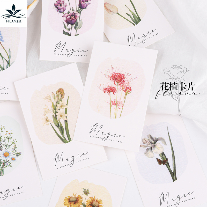 Tarjeta de felicitación floral ins estilo simple tarjeta inglesa tarjeta de felicitación de vacaciones creativa confesión mensaje etiqueta flor