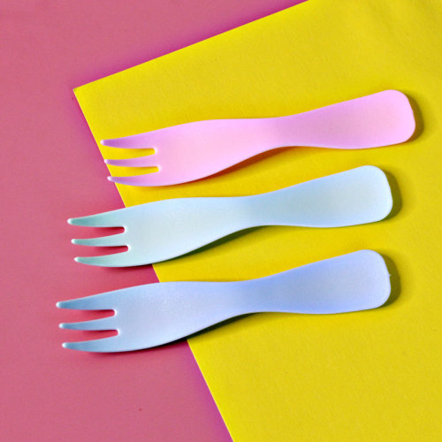 Cake wave fork disposable plastic fork three-pronged fork fruit fork children's high-end single-pack Western dessert spoon fork