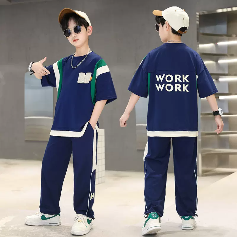 湖州织里童装男童夏装套装2025新款儿童夏季衣服中大童帅气两件套
