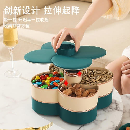 Light luxury rotating fruit plate wedding double-layer compartment candy snack plate living room dried fruit box with toothpick fruit plate