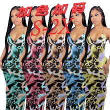 DY6969欧美女装外贸批发速卖通吊带V领中长裙无袖时尚性感连衣裙