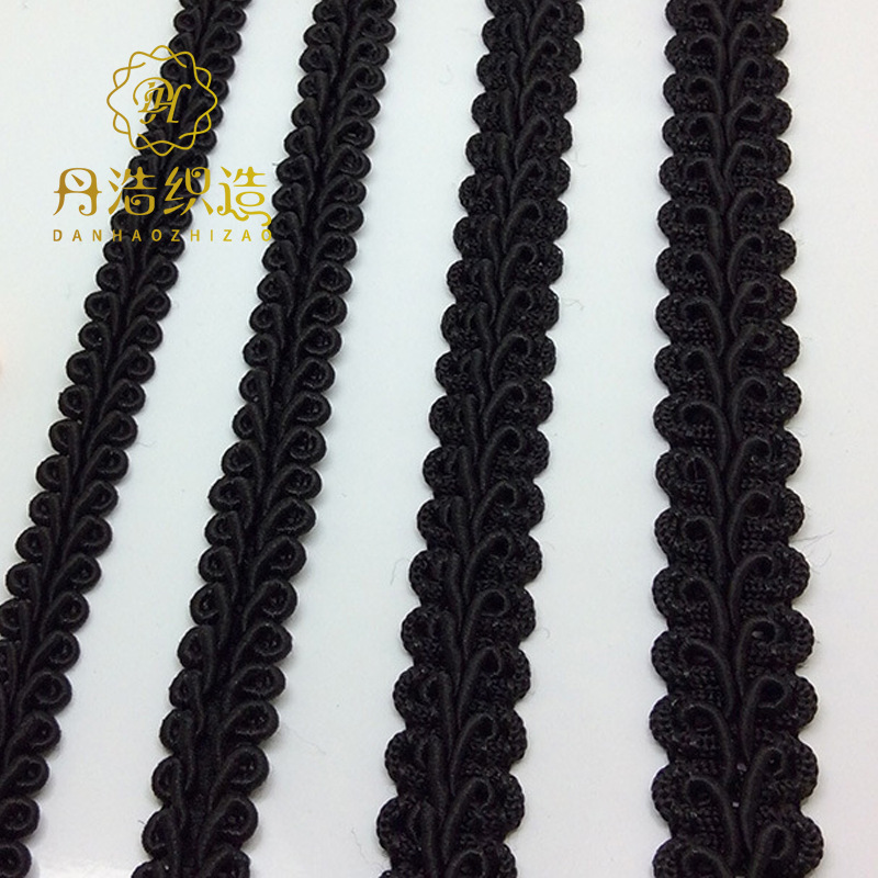 厂家直供8mm-15mm黑色蜈蚣人字服装配件装饰道具发箍辅料花边织带