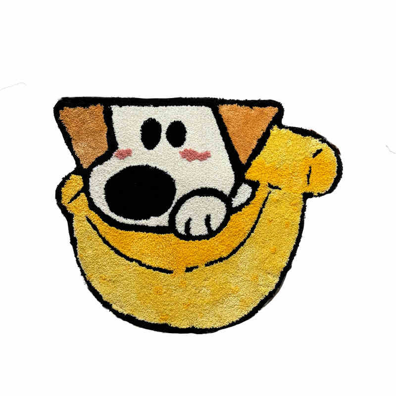 漫画かわいい子犬植毛子供部屋寝室ベッドサイドブランケットリビングルームカーペット浴室吸収性フロアマット|undefined