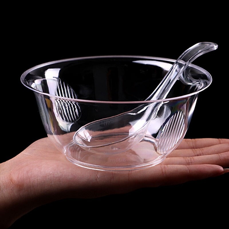 Disposable Crystal Bowl and Spoon Set, Thickened Plastic Household Dessert Soup Bowl, Tableware, Banquet Round Packing Bowl Disposable Crystal Bowl and Spoon Set, Thickened Plastic Household Dessert Soup Bowl, Tableware, Banquet Round Packing Bowl