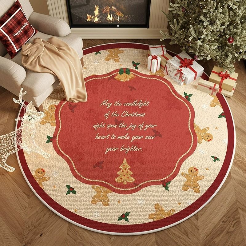 アメリカのクリスマス装飾円形カーペット家庭用寝室の汚れに強い吸水滑り止めはカシミヤカーペットに似せています。|undefined