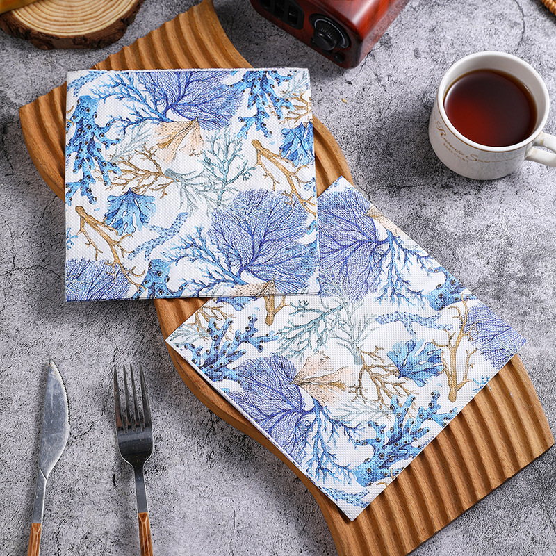 Blue Coral Napkins in Stock for Wholesale, Elegant and Fresh, Fashionable Printed Creative Paper Towels, Ambiance Decoration Handkerchief Paper Blue Coral Napkins in Stock for Wholesale, Elegant and Fresh, Fashionable Printed Creative Paper Towels, Ambiance Decoration Handkerchief Paper