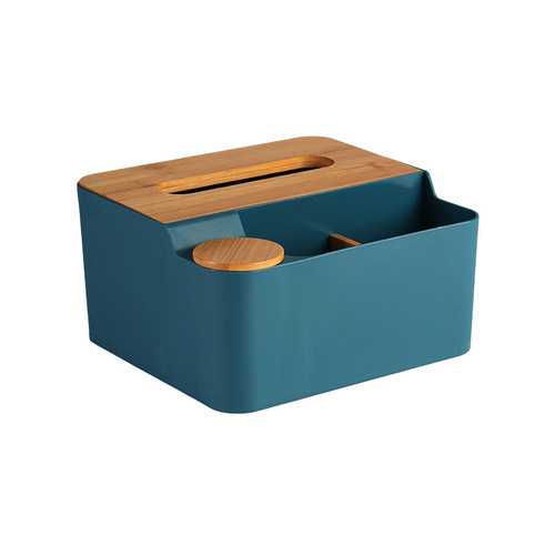 Multifunctional wooden desktop tissue box Home living room plastic remote control storage box Simple tissue box LOGO