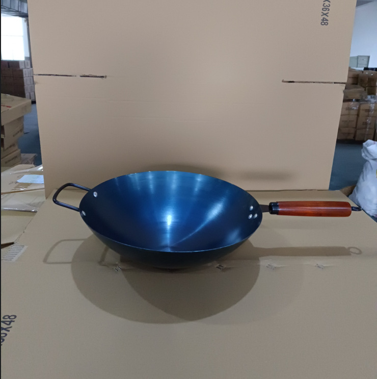 Antiguo estilo forjado a mano horno de hierro azul horno sin recubrimiento horno antiadherente horno redondo horno doméstico horno de gas aplicable