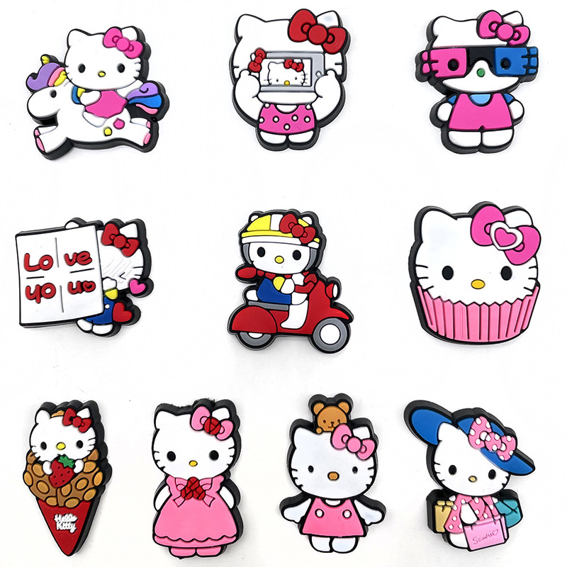 suit hellokitty Series Hole Shoes Shoes Flower Accessories Diy Shoe Buckle Detachable Cute Cartoon Buckle Shoes