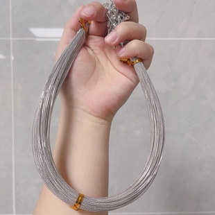 Imported Silver Collar Box Tail Chain 45cm Pearl Round Bead Necklace Plated Platinum Meilong Jewelry Factory Wholesale
