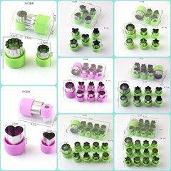 ステンレスの花切り器の蝶の顔の鋳型の果物の野菜の造形器のエンボスの漫画のビスケットの全ハンドの9セット
