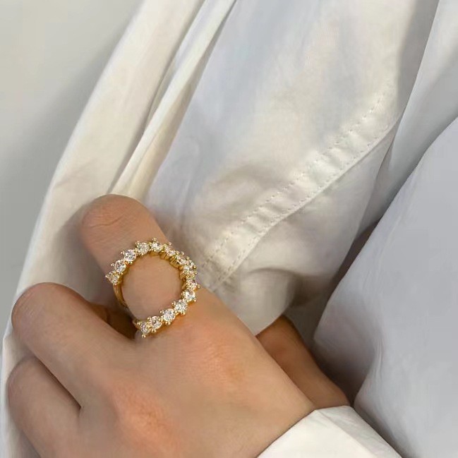 Crescent Moon Full Diamond Designer Ring Elegant Retro Jewellery_voghion.com