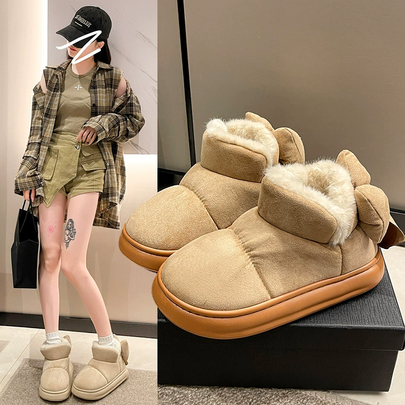 Снегоступы 2023 Зимние высокие хлопковые тапочки хлопчатобумажные сапоги на толстой подошве верхняя одежда утолщенная домашняя хлопчатобумажная обувь на флисовой подкладке