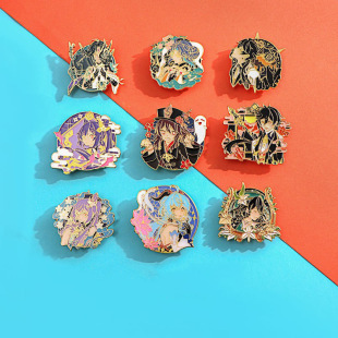 Genshin Impact Mandrill Zhongli Wendy Ganyu Engraved Eye of Sunny God Brooch Two-dimensional Animation Metal Badge Accessories