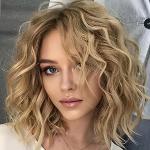 TEMU Xiyin Hot Selling European and American Women's Short Curly Hair Overhead Dyeing Gradient Blonde Wig Partial Chemical Fiber Headgear