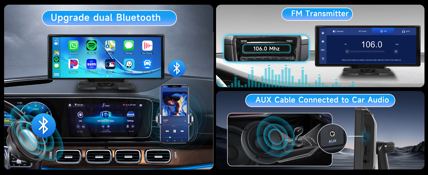 10.26inch Screen Carplay Voice Control Car Navigation Fm Radio Bluetooth Call Smart Car Wireless