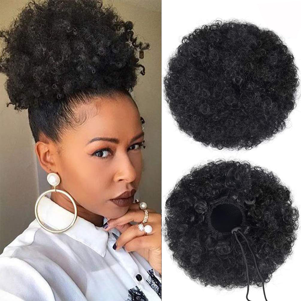 Afro Puff Drawstring Ponytail para mujeres cabello humano cabello real