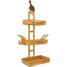 竹制置物架家用酒店浴室淋浴收纳架悬挂式杂物整理收纳木质淋浴架