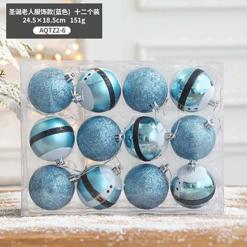 6cm azul Santa Claus traje conjunto bola/12 unids/151G