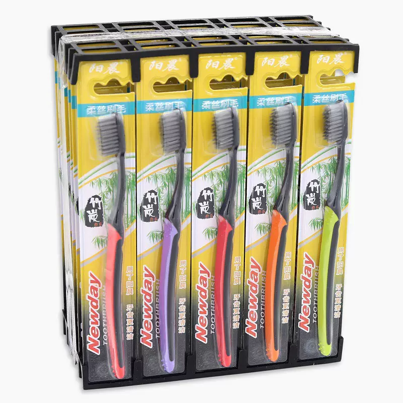 阳晨竹炭细丝成人大头软毛牙刷 独立包装牙刷 外贸厂家批发包邮
