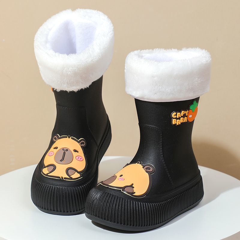 Escuela primaria Capibara zapatos de lluvia para niños, moda lindos impermeables, antideslizantes, bajo tubo medio, zapatos de agua caliente