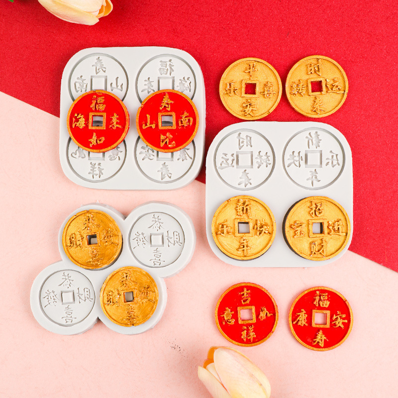 Chinese New Year copper coin mold silicone mold happy new year