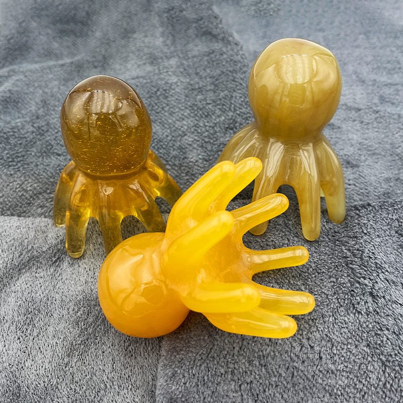 ミツロウ樹脂タコの頭櫛八爪魚の頭治療マッサージ櫛の頭は経絡櫛メーカーの現物を疎通させます。|undefined