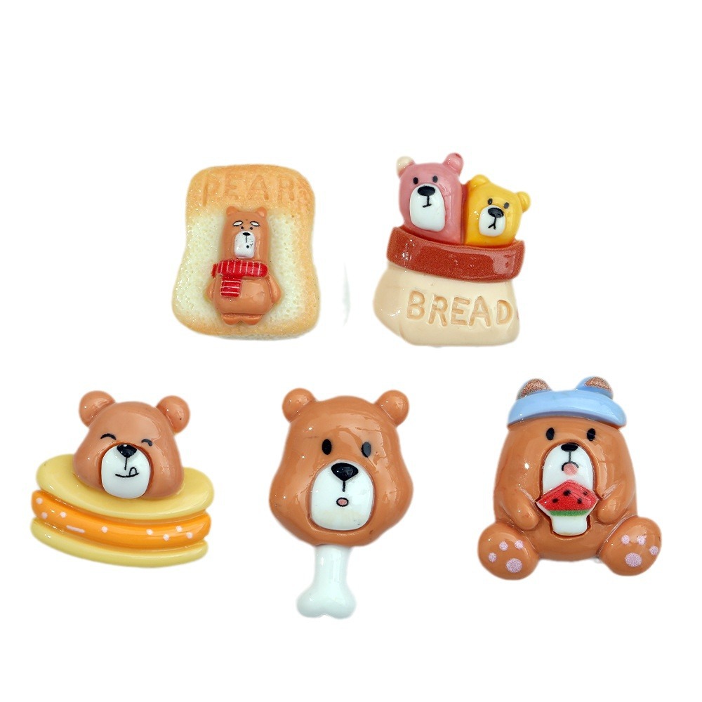 Nuevo japonés tostadas cara grande oso DIY accesorios de resina simulación hueso oso teléfono caso llavero horquilla al por mayor