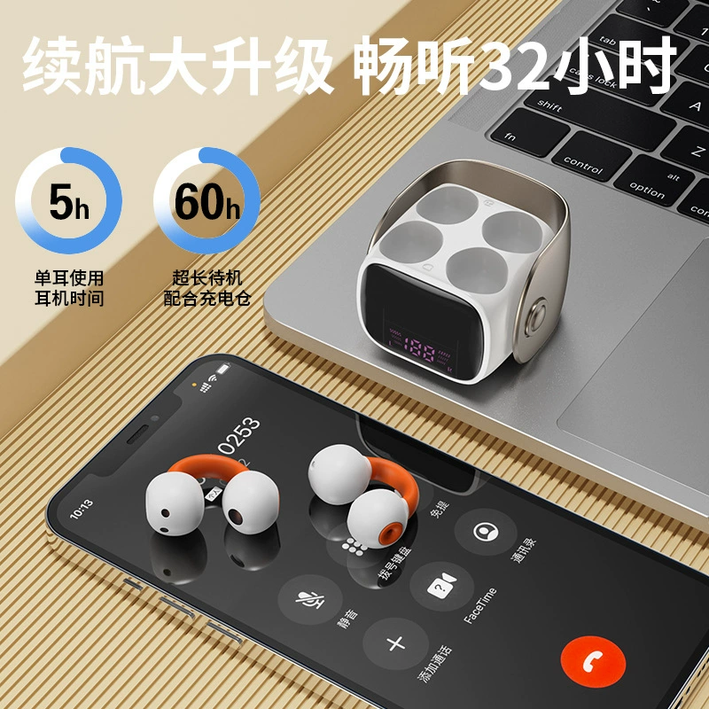 Популярные наушники с зажимом за ухо Bluetooth V5.3, внутриканальные спортивные модные, кастомизированный спортивный стиль