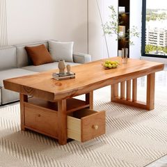 Modern minimalist solid wood coffee table, natural wood Japanese-style design with drawer cabinet&mdash;perfect for small-space living rooms and Nordic-style pine tea tables.