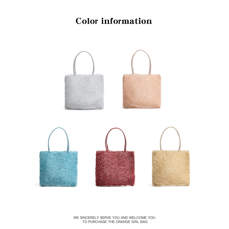 CKKUI銀色バッグ四角いハンドバッグファッションキャンディー色pvc編みバッグファッション