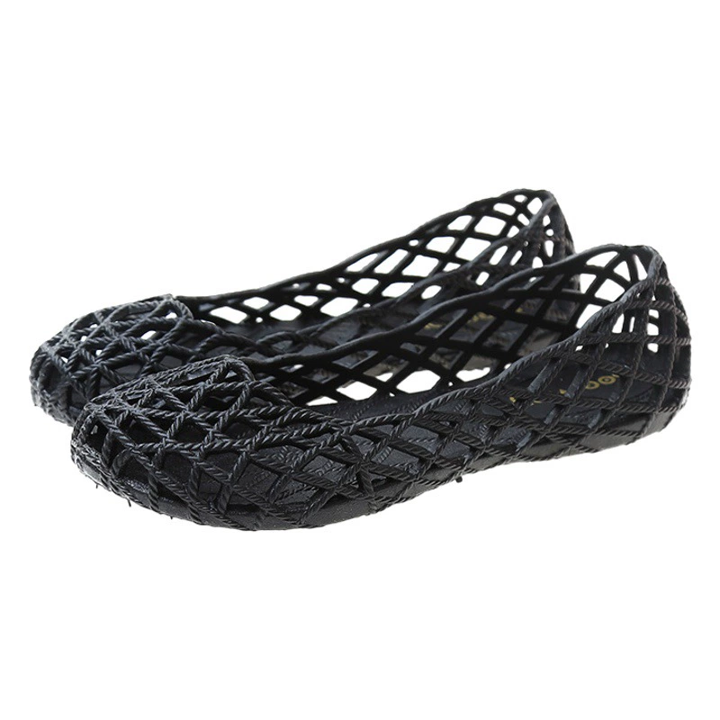 Женские сандалии, летняя модная полая обувь для медсестер на плоской подошве, обувь с закрытым носком и нескользящими отверстиями, мягкая дышащая Желейная пластиковая обувь