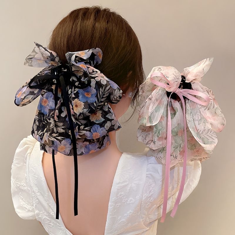 Women's Japanese Style Sweet Bow Knot Cloth Floral Hair Claws display picture 24