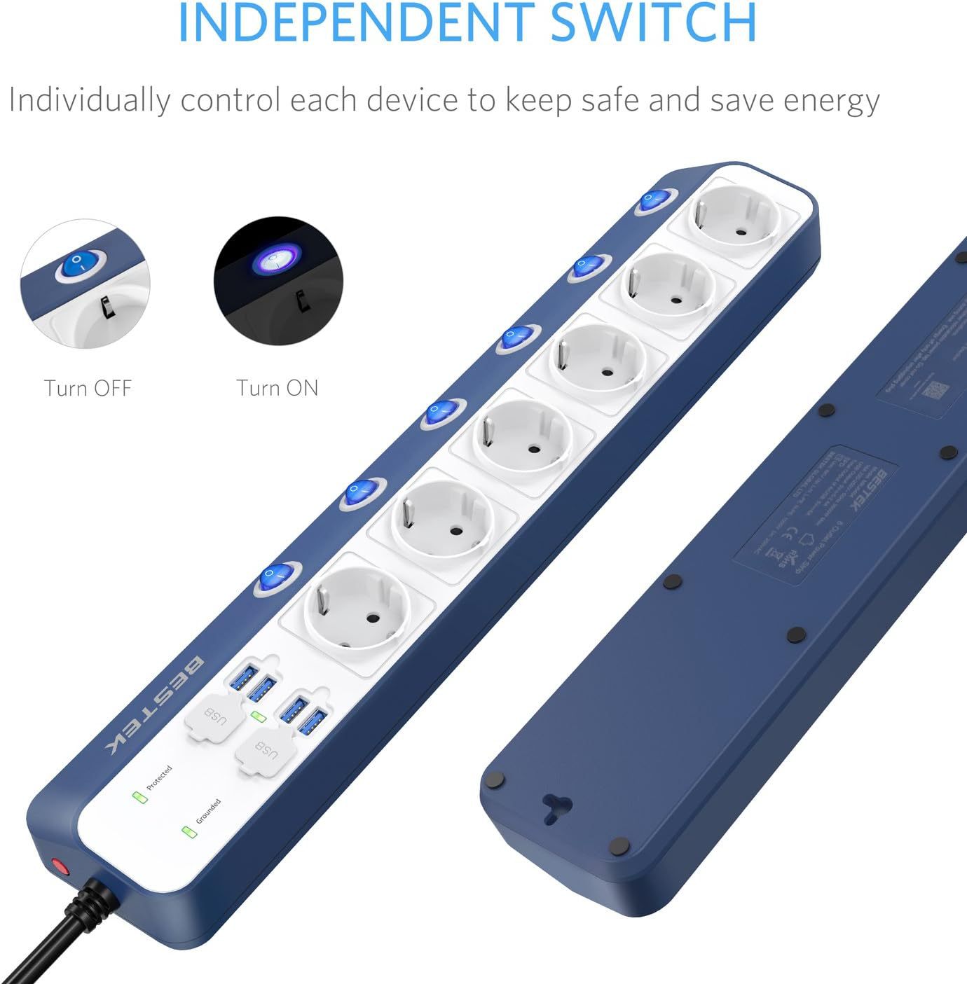 MEHRFACHHSTECKDOSE, BESTEK 6 FACH STECKDOSENLEISTE WANDMONTAG