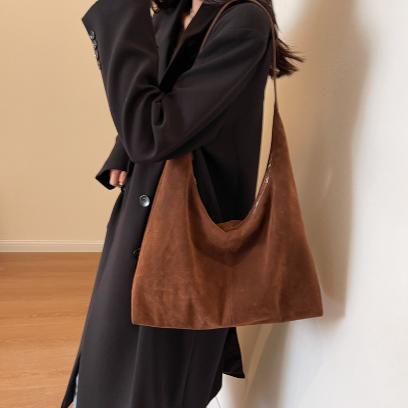 Bolso Tote de Gamuza de Cuero PU, Gran Capacidad, Cierre con Cremallera, para Viajes y Uso Casual