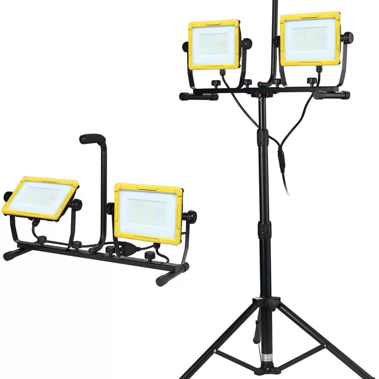 LED工作灯车间移动照明充电落地架子灯架投光射灯探照带三角支架