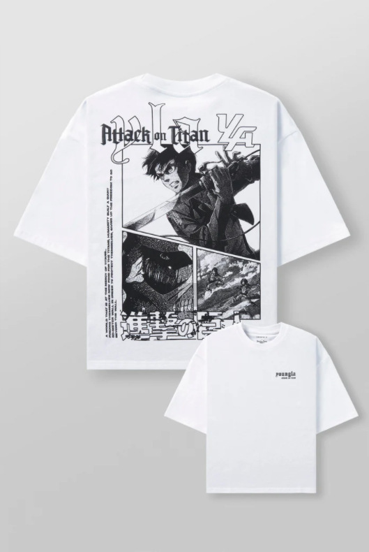 YoungLA Attack on Titan T-shirt Manga Graphic White