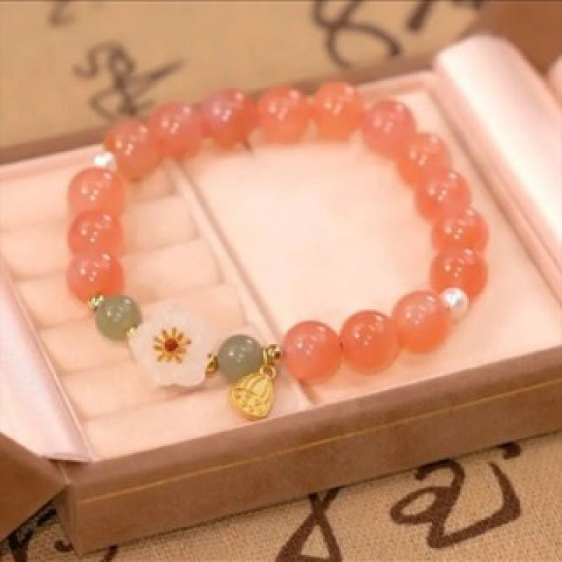 S197-핑크 복숭아꽃 연꽃팔찌#SZ366호