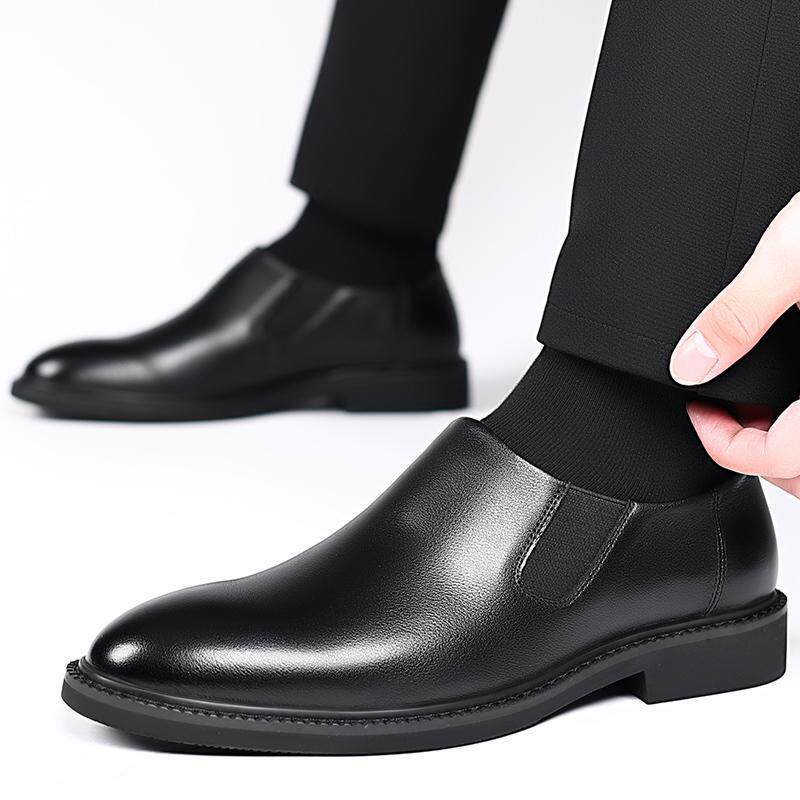 Giày da nam cổ thấp mũi tròn kiểu lười xỏ chân, đế cao su, phối đồ công sở và dạo phố — Màu nâu 1789, Màu đen 1789