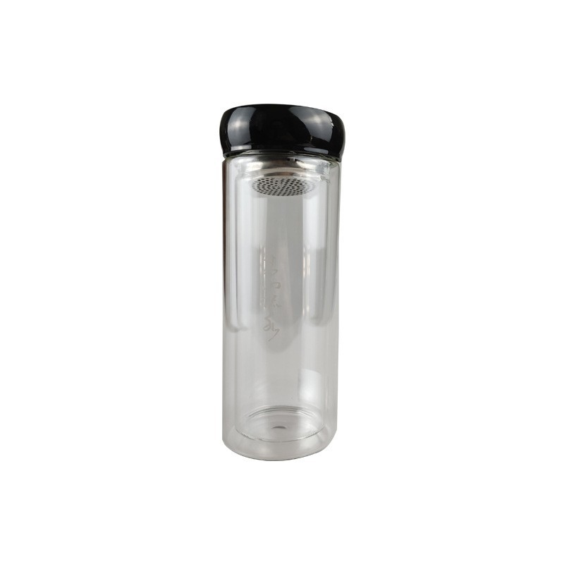 JieNeng Double Layer Glass Tea Cup 260ml, Colorful High Borosilicate Double Layer Portable with Filter