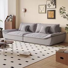 简约现代客厅奶油风帆船沙发小户型多人位家用公寓直排布艺沙发