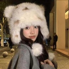 秋冬用の小さなアライグマの帽子、イタチの毛皮のような厚手で可愛くて暖かい、耳を保護する親子用レインボーハット、カジュアルで多用途