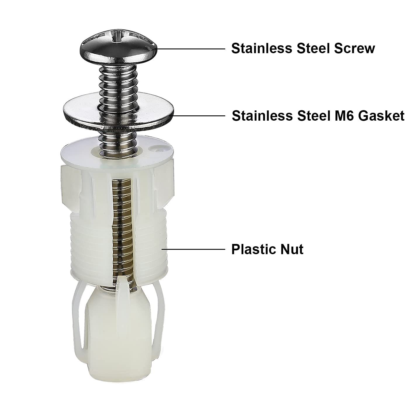Nylon rubber stainless steel universal toilet seat screw bolt with rubber and plastic nuts toilet seat hinge