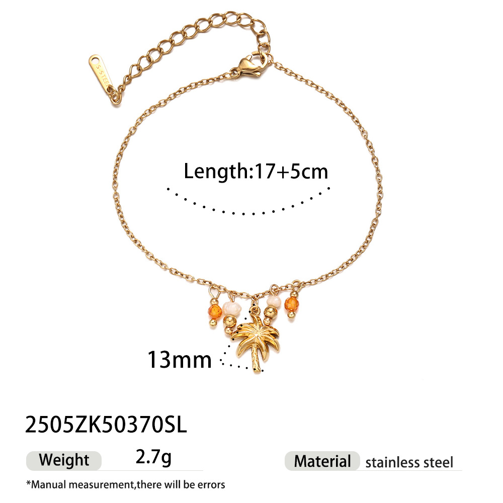 Tena Pulsera de acero inoxidable europea y americana Sensación simple y de alto nivel Estilo de playa Coconut Estrella de mar Pulsera de aceite de gota Lujo ligero Chica de nicho