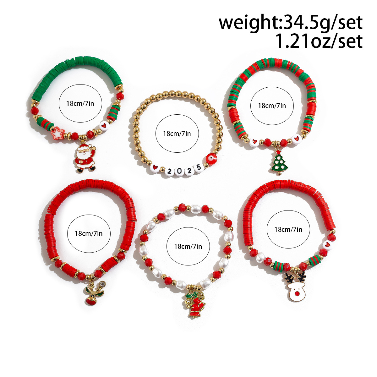 27g Weight Bracelets Classification CCB, Arylic, soft clay Chain Material Beaded Chain Chain Type 1 Set Quantity Party, Festival Occasion CCB, Arylic, soft clay Material Christmas Festival Letter, Heart Shape, Snowman Pattern Women's Gender Cute Style Cute Letter Heart Shape Snowman CCB Arylic Soft Clay Beaded Chain Beaded Bracelets Wholesale 11